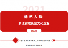九五至尊VI入选 “浙江省成长型文化企业”